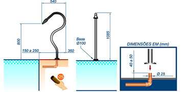 Desenho técnico da cascata&nbsp; para piscinas modelo Splash