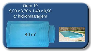 Piscina de Fibra Modelo Ouro 10 medidndo 9,00 x 3,70 x 1,40 x 0,50